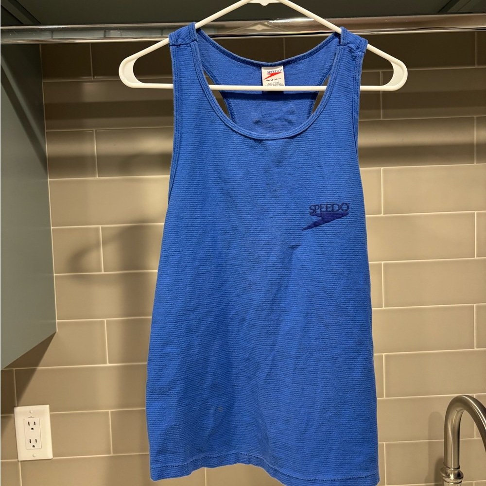 Vintage 90s Speedo Tank Top Made in USA Thermal Type Material Size M - Picture 2 of 6